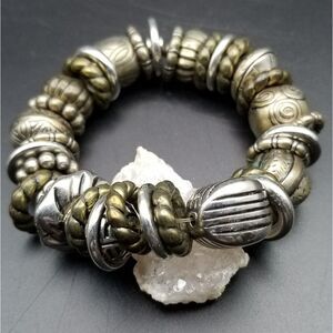 Silver and bronze castle aura bracelet. B334